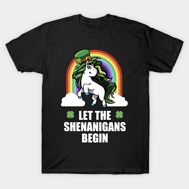 Unicorn Shenanigans Funny St Patricks Day T-Shirt by TheBeardComic